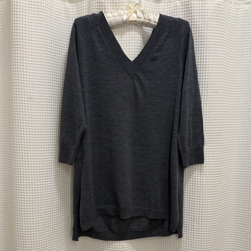 Anthropologie - 100% Merino Wool Charcoal Knit Sweater - XL